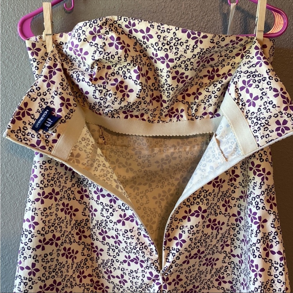 GAP Stretch Strapless Purple Floral Mini Dress - Picture 7 of 8
